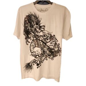 Key Closet Dragon Men’s White Graphic T-Shirt Size Medium & Large